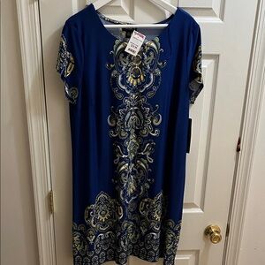 Elegant Blue Patterned Dress